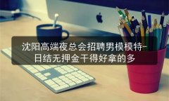 沈阳高端夜总会招聘男模模特-日结无押金干得好拿的多图片预览